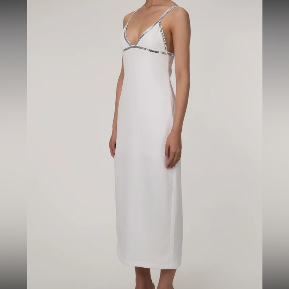 White Embellished Midi Dress